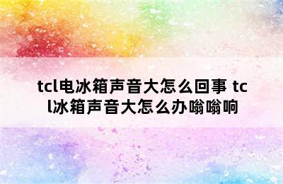 tcl电冰箱声音大怎么回事 tcl冰箱声音大怎么办嗡嗡响